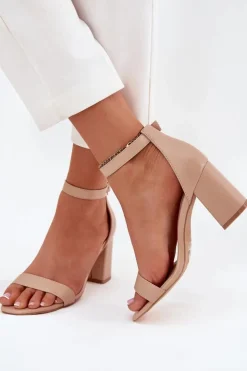 Boto Sandały Na Słupku|Sandały Na Obcasie*Eko Skórzane Sandały Damskie Na Słupku Beżowe Irini