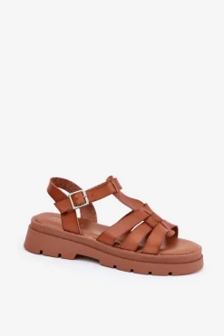 Online Boto Eko Skórzane Sandały Damskie Na Platformie Camel Nendales