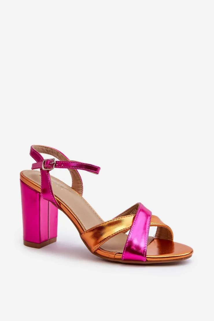 Boto Sandały Na Słupku|Sandały Na Obcasie*Eko Skórzane Sandały Na Obcasie Słupku Fuksja Abilica Różowy