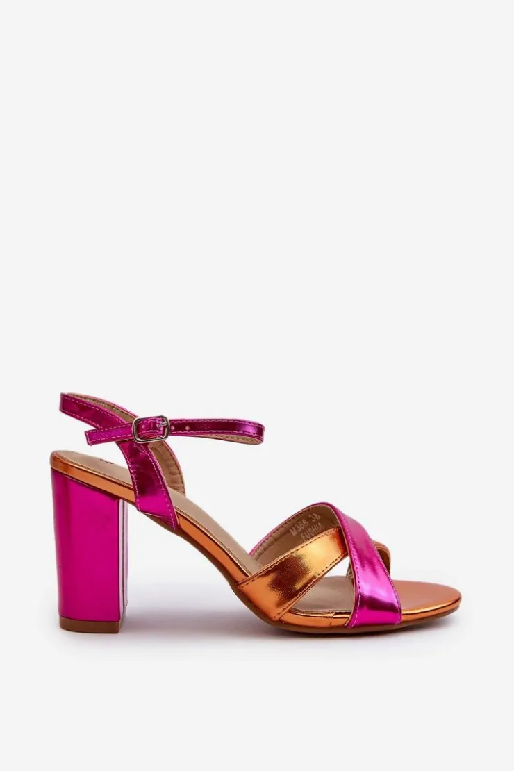 Boto Sandały Na Słupku|Sandały Na Obcasie*Eko Skórzane Sandały Na Obcasie Słupku Fuksja Abilica Różowy