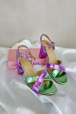 Clearance Boto Eko Skórzane Sandały Na Obcasie Słupku Fioletowe Abilica