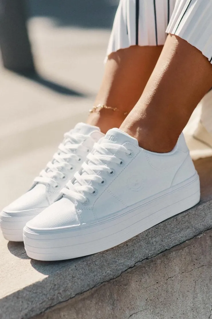 Sale Big Star Shoes Eko Skórzane Trampki Damskie Na Platformie Big Star RR274298 Białe