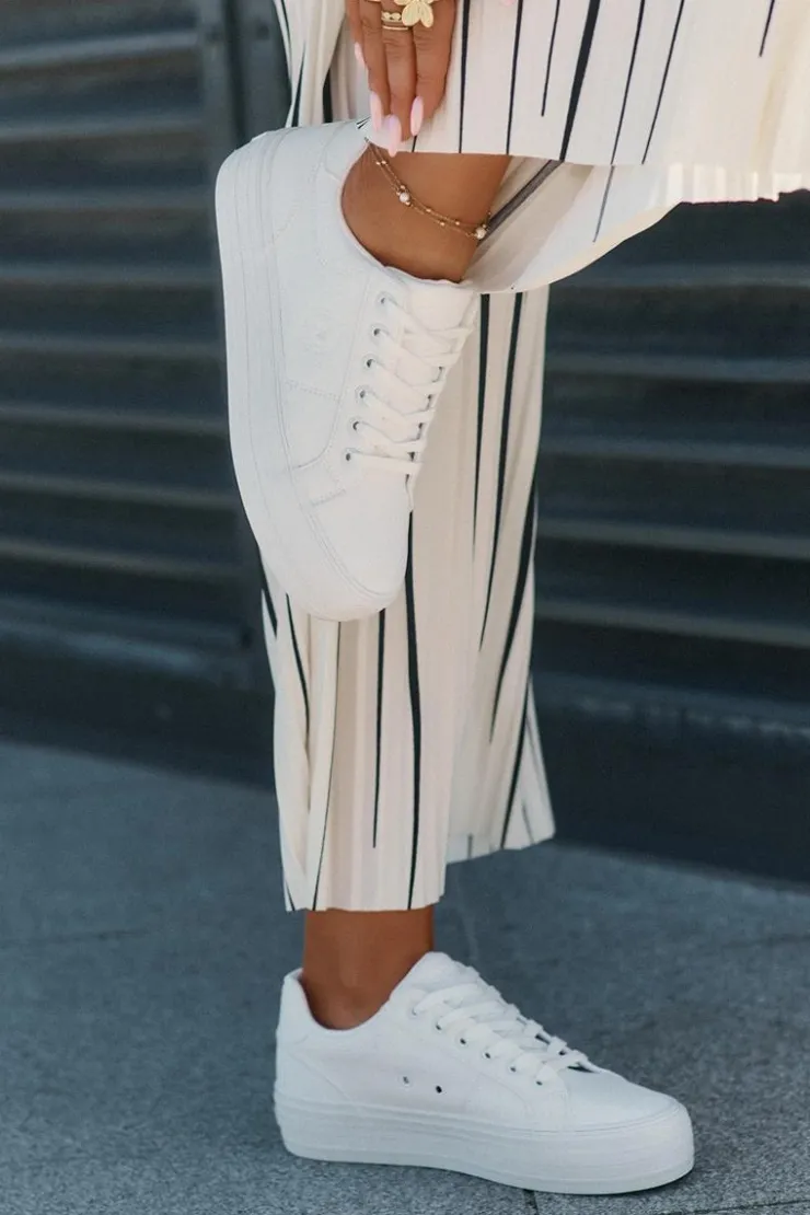 Sale Big Star Shoes Eko Skórzane Trampki Damskie Na Platformie Big Star RR274298 Białe