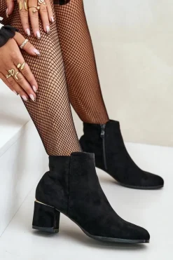 Boto Brązowe I Beżowe Botki|Botki Na Obcasie*Eko Zamszowe Botki Na Słupku Zapinane Na Zamek Czarne Sairis