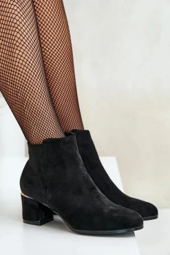 Boto Brązowe I Beżowe Botki|Botki Na Obcasie*Eko Zamszowe Botki Na Słupku Zapinane Na Zamek Czarne Sairis