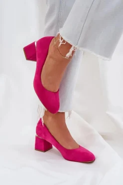 Boto Czółenka Zamszowe|Czółenka Na Słupku*Eko Zamszowe Czółenka Na Słupku Fuksja Veniffia