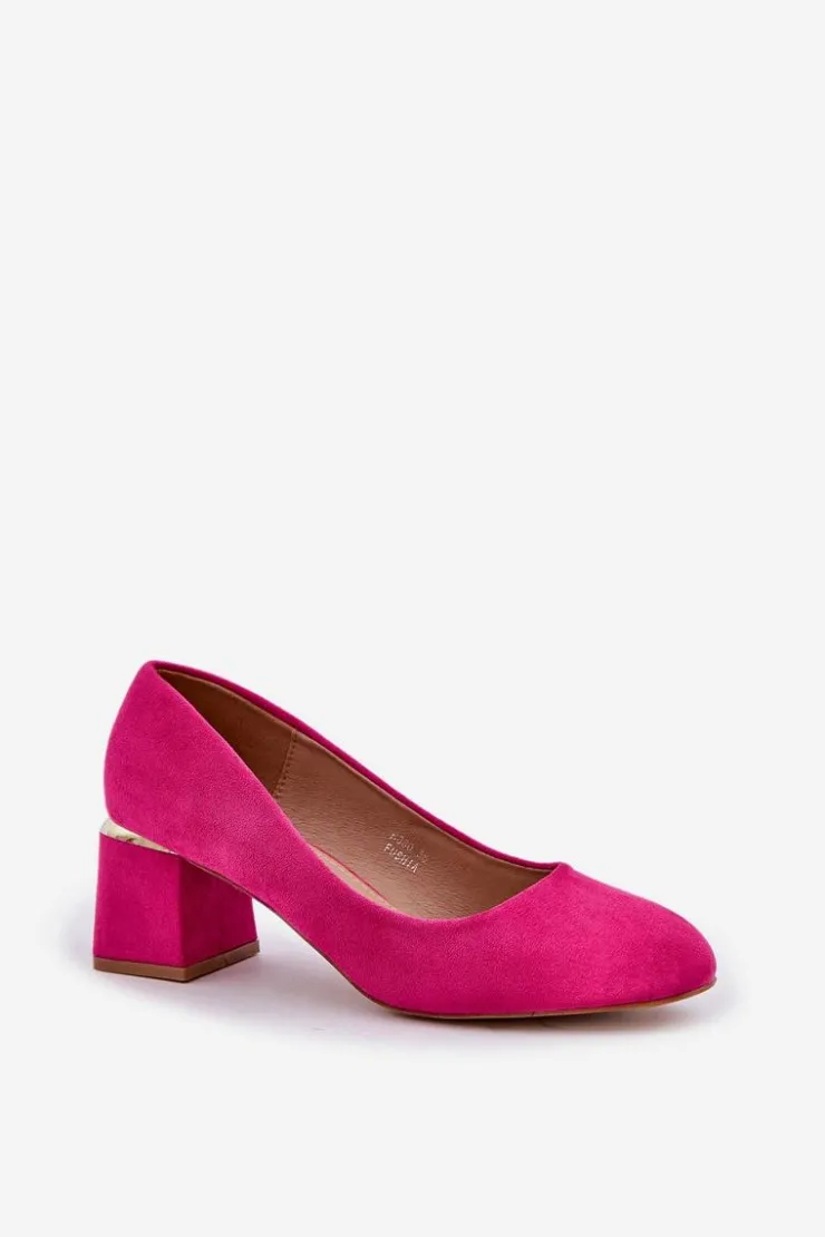 Boto Czółenka Zamszowe|Czółenka Na Słupku*Eko Zamszowe Czółenka Na Słupku Fuksja Veniffia