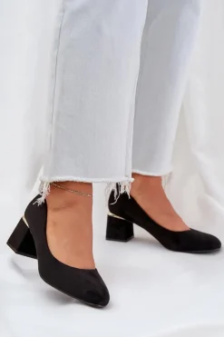 Online Boto Eko Zamszowe Czółenka Na Słupku Czarne Veniffia