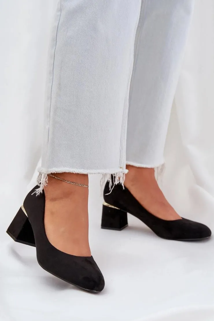 Online Boto Eko Zamszowe Czółenka Na Słupku Czarne Veniffia