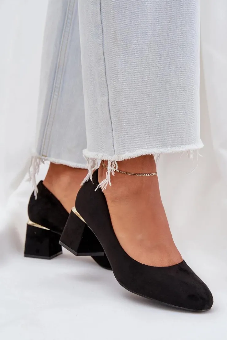 Online Boto Eko Zamszowe Czółenka Na Słupku Czarne Veniffia