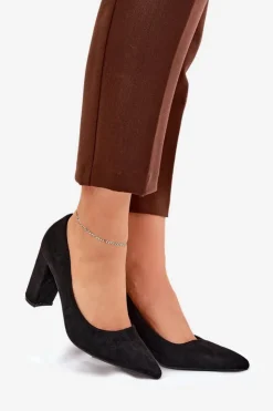 Discount Boto Eko Zamszowe Czółenka Na Słupku Czarne Ellinoria