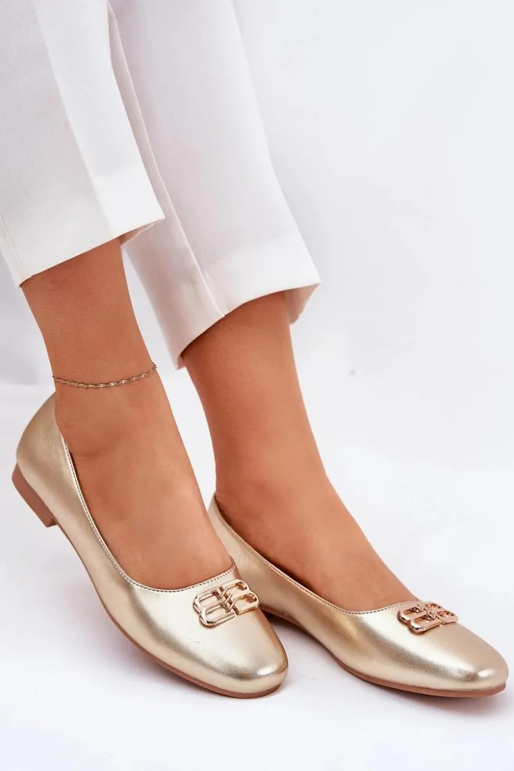 Buty damskie Vinceza Baleriny Skórzane|Baleriny Klasyczne*Eleganckie Baleriny Damskie Z Ozdobą Vinceza 62206 Złote Złoty