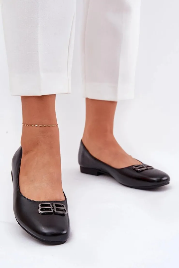 Damskie Buty damskie Vinceza Eleganckie Baleriny Damskie Z Ozdobą Vinceza 62206 Czarne