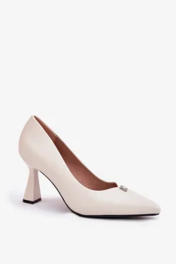 Buty damskie Vinceza Czółenka Na Słupku|Czółenka Klasyczne*Eleganckie Czółenka Na Rozszerzanej Szpilce Vinceza 62222 Beżowe Beżowy