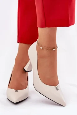 Buty damskie Vinceza Czółenka Na Słupku|Czółenka Klasyczne*Eleganckie Czółenka Na Rozszerzanej Szpilce Vinceza 62222 Beżowe Beżowy