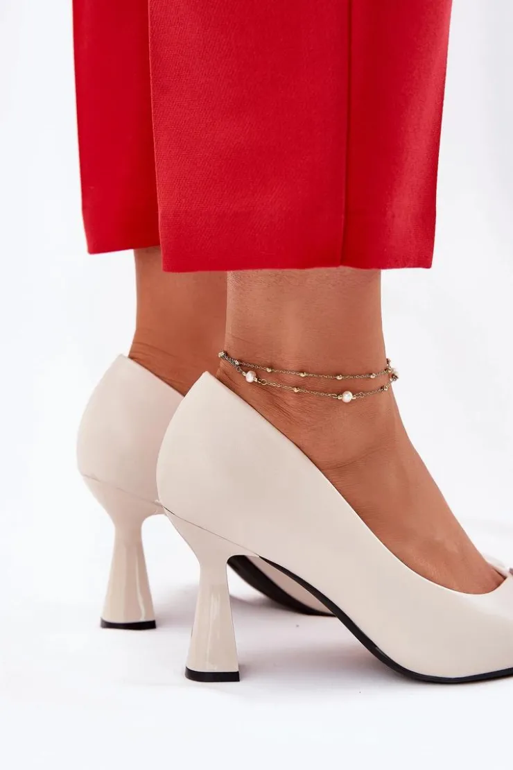 Buty damskie Vinceza Czółenka Na Słupku|Czółenka Klasyczne*Eleganckie Czółenka Na Rozszerzanej Szpilce Vinceza 62222 Beżowe Beżowy