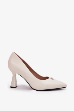 Buty damskie Vinceza Czółenka Na Słupku|Czółenka Klasyczne*Eleganckie Czółenka Na Rozszerzanej Szpilce Vinceza 62222 Beżowe Beżowy