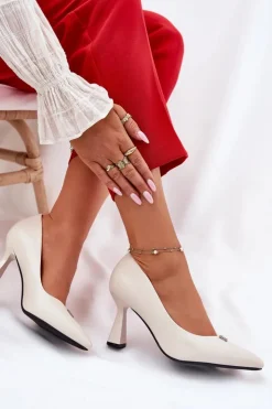 Buty damskie Vinceza Czółenka Na Słupku|Czółenka Klasyczne*Eleganckie Czółenka Na Rozszerzanej Szpilce Vinceza 62222 Beżowe Beżowy