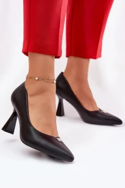 Damskie Buty damskie Vinceza Eleganckie Czółenka Na Rozszerzanej Szpilce Vinceza 62222 Czarne