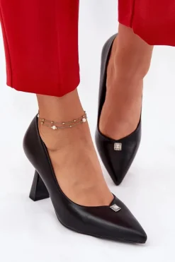 Damskie Buty damskie Vinceza Eleganckie Czółenka Na Rozszerzanej Szpilce Vinceza 62222 Czarne