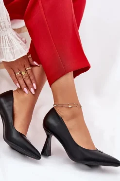 Damskie Buty damskie Vinceza Eleganckie Czółenka Na Rozszerzanej Szpilce Vinceza 62222 Czarne