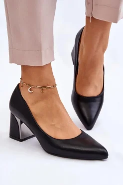 Boto Czółenka Na Słupku|Czółenka Klasyczne*Eleganckie Czółenka Na Słupku Czarne Emma