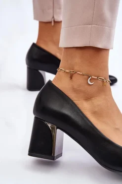 Boto Czółenka Na Słupku|Czółenka Klasyczne*Eleganckie Czółenka Na Słupku Czarne Emma