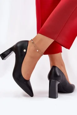 Damskie Buty damskie Vinceza Eleganckie Czółenka Na Słupkowym Obcasie Vinceza 62221 Czarne