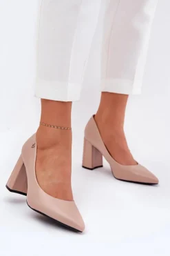 Damskie Buty damskie Vinceza Eleganckie Czółenka Na Słupku Vinceza 62220 Beżowe