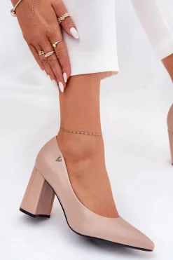 Damskie Buty damskie Vinceza Eleganckie Czółenka Na Słupku Vinceza 62220 Beżowe