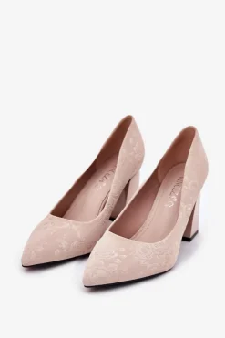 New Buty damskie Vinceza Eleganckie Czółenka Na Słupku W Różowe Vinceza 62223 Beżowe Beżowy