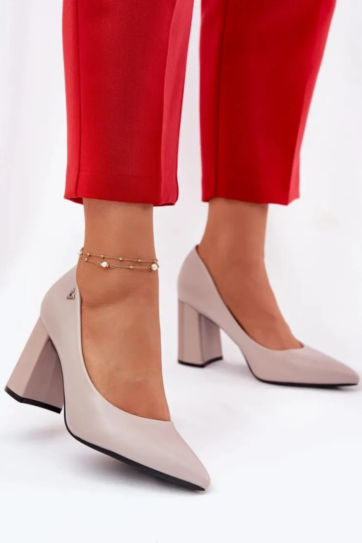 Buty damskie Vinceza Czółenka Na Słupku|Czółenka Klasyczne*Eleganckie Czółenka Na Słupku Vinceza 62220 Szare Szary