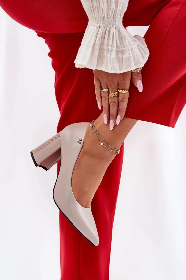 Buty damskie Vinceza Czółenka Na Słupku|Czółenka Klasyczne*Eleganckie Czółenka Na Słupku Vinceza 62220 Szare Szary