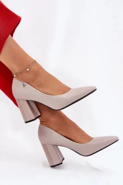 Buty damskie Vinceza Czółenka Na Słupku|Czółenka Klasyczne*Eleganckie Czółenka Na Słupku Vinceza 62220 Szare Szary