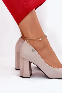 Buty damskie Vinceza Czółenka Na Słupku|Czółenka Klasyczne*Eleganckie Czółenka Na Słupku Vinceza 62220 Szare Szary