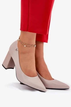 Buty damskie Vinceza Czółenka Na Słupku|Czółenka Klasyczne*Eleganckie Czółenka Na Słupku Vinceza 62220 Szare Szary