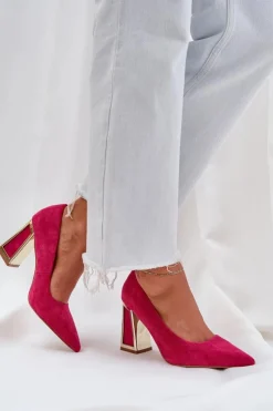 Sale Boto Eleganckie Czółenka Na Słupku Szpiczaste Noski Fuksja Falseki