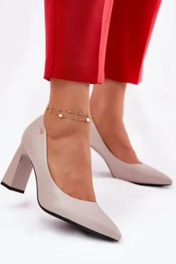 Best Buty damskie Vinceza Eleganckie Czółenka Na Słupkowym Obcasie Vinceza 62221 Szare Szary