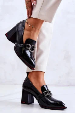 Damskie Damskie buty S.Barski Eleganckie Czółenka Na Słupku Czarne Callim