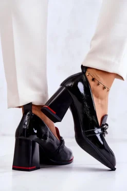 Damskie Damskie buty S.Barski Eleganckie Czółenka Na Słupku Czarne Callim