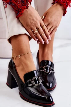 Damskie Damskie buty S.Barski Eleganckie Czółenka Na Słupku Czarne Callim