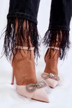 Outlet Boto Eleganckie Czółenka Na Szpilce Z Kokardą Beżowe Hettie