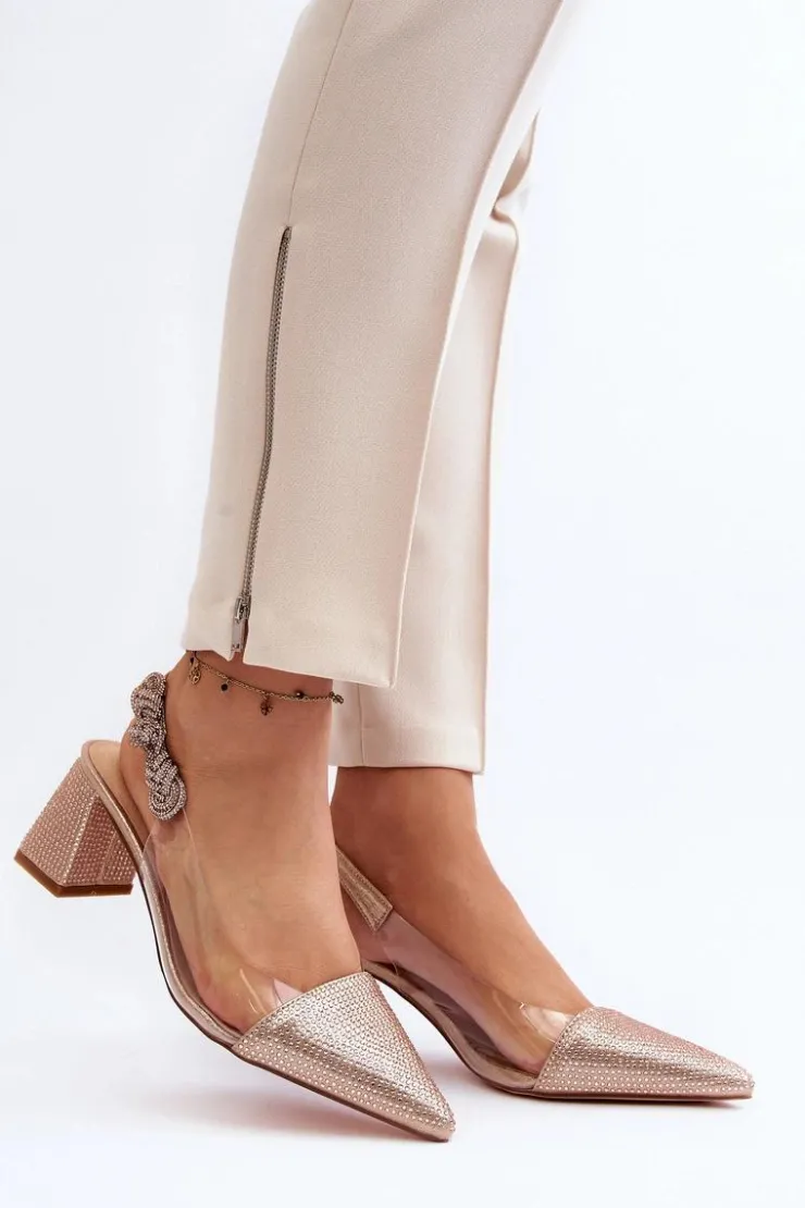 D&A Eleganckie Czółenka W Szpic MR91292-1 Champagne