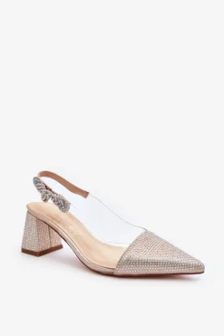 D&A Czółenka Na Słupku|Czółenka Klasyczne*Eleganckie Czółenka W Szpic MR91292-1 Złote