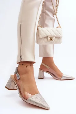 D&A Czółenka Na Słupku|Czółenka Klasyczne*Eleganckie Czółenka W Szpic MR91292-1 Złote