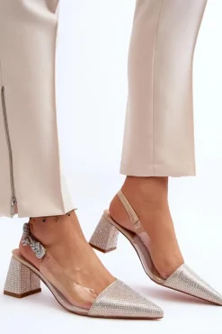 D&A Czółenka Na Słupku|Czółenka Klasyczne*Eleganckie Czółenka W Szpic MR91292-1 Złote