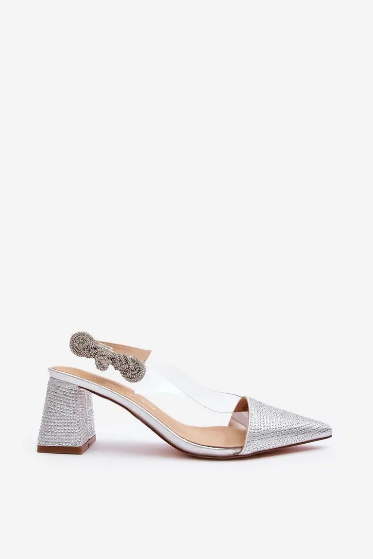 Best D&A Eleganckie Czółenka W Szpic MR91292-1 Srebrne