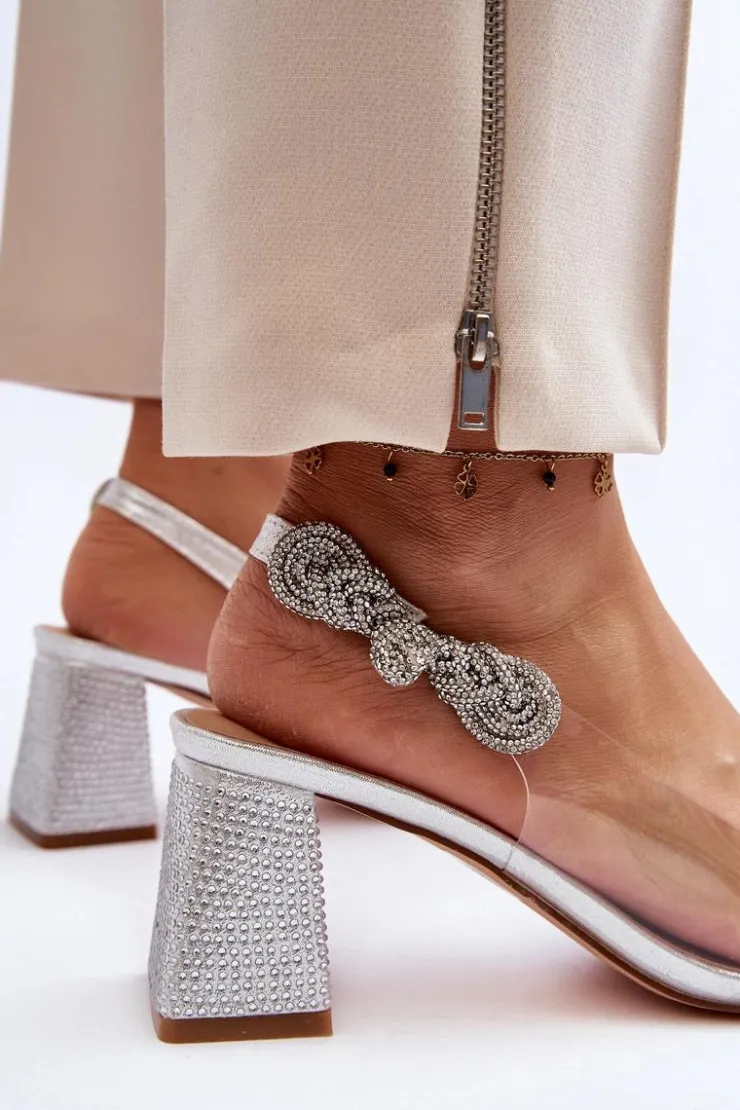 Best D&A Eleganckie Czółenka W Szpic MR91292-1 Srebrne