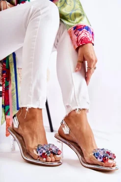 Damskie Damskie buty S.Barski Eleganckie Czółenka Z Ozdobą Srebrne Amalia