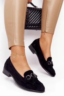 Buty damskie Vinceza Eleganckie Damskie Mokasyny Vinceza 10585 Zamszowe Czarne